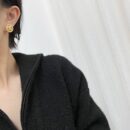 ☑️CHANEL香奈儿金色双c圆形爱心桃心耳钉耳环