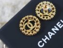 ☑️CHANEL香奈儿金色双c圆形爱心桃心耳钉耳环