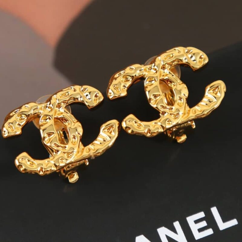 ☑️CHANEL香奈儿中古金色双c耳夹耳环
