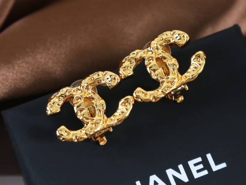☑️CHANEL香奈儿中古金色双c耳夹耳环 - Image 6
