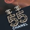 ☑️CHANEL香奈儿C2双c5字黑皮绳耳钉耳环