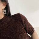 ☑️CHANEL香奈儿C2双c5字黑皮绳耳钉耳环