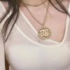 ☑️CHANEL香奈儿双c金色桃心爱心圆形长项链