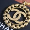 ☑️CHANEL香奈儿双c金色桃心爱心圆形长项链