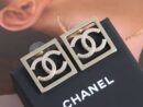 ☑️CHANEL香奈儿双c方形镂空耳钉耳环
