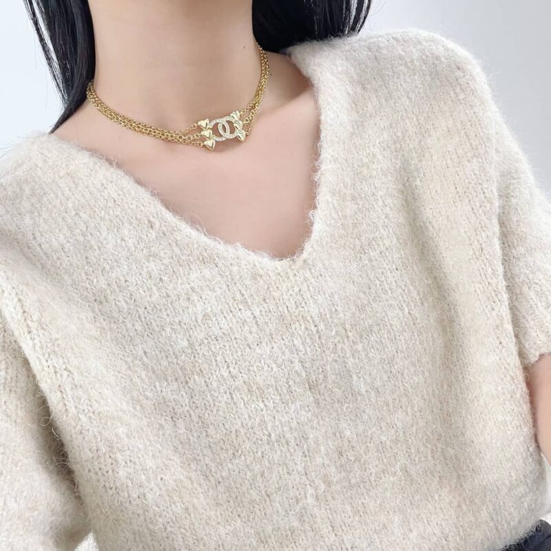 ☑️CHANEL香奈儿金色双c爱心桃心三层颈链项链 - Image 5
