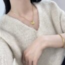 ☑️CHANEL香奈儿金色双c爱心桃心项链