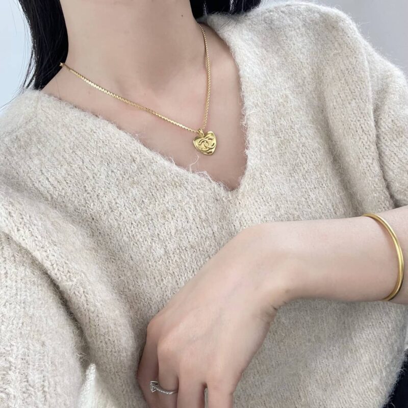 ☑️CHANEL香奈儿金色双c爱心桃心项链 - Image 7