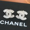 ☑️CHANEL香奈儿c1双c银色方钻耳钉耳环