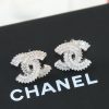 ☑️CHANEL香奈儿c1双c银色方钻耳钉耳环
