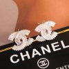☑️CHANEL香奈儿c1双c银色方钻耳钉耳环