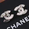 ☑️CHANEL香奈儿c1双c银色方钻耳钉耳环