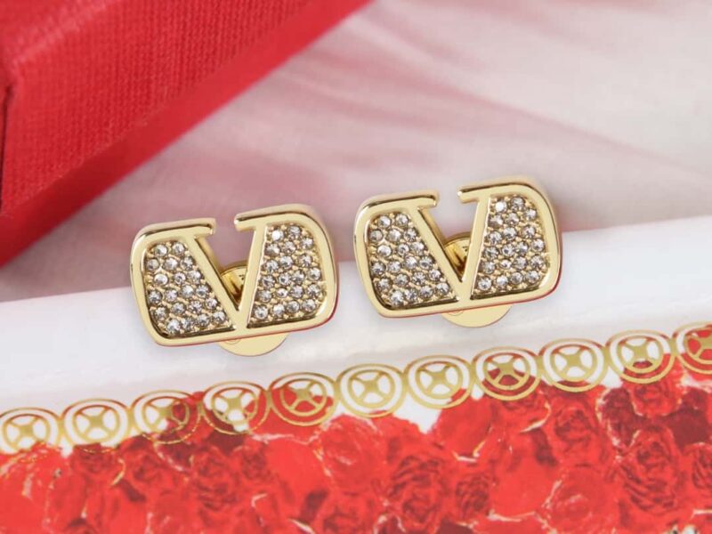 ☑️ VALENTINO华伦天奴金色满钻耳环耳钉 - Image 2