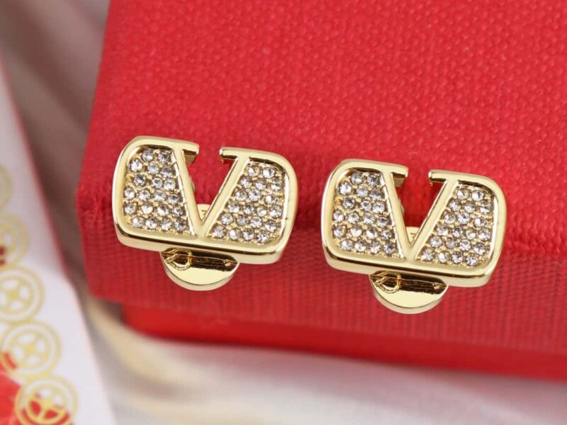 ☑️ VALENTINO华伦天奴金色满钻耳环耳钉 - Image 6