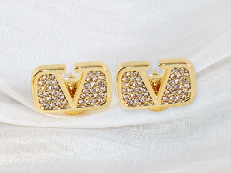 ☑️ VALENTINO华伦天奴金色满钻耳环耳钉 - Image 7