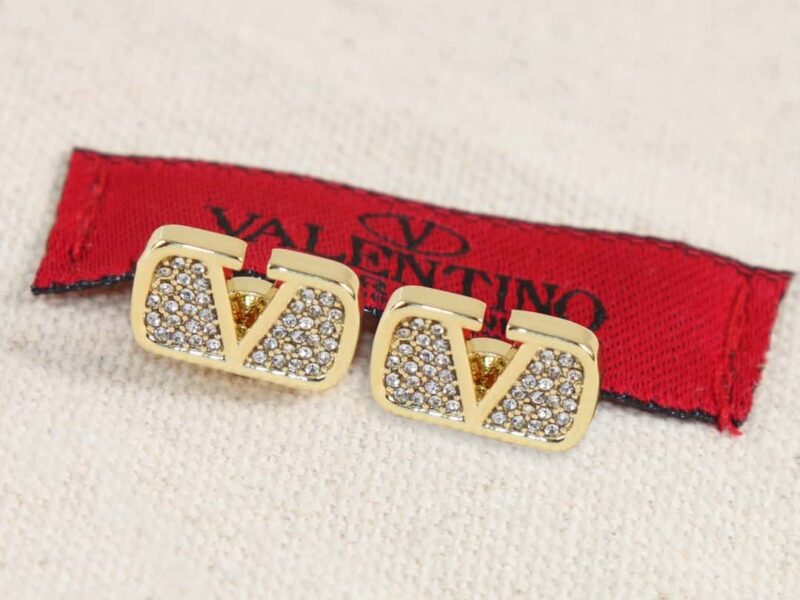 ☑️ VALENTINO华伦天奴金色满钻耳环耳钉 - Image 9