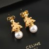 Celine赛琳三角形凯旋门珍珠耳钉耳环