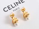 Celine赛琳三角形凯旋门珍珠耳钉耳环