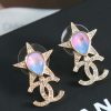 ☑️CHANEL香奈儿c2双c满钻五角星⭐星星耳钉耳环