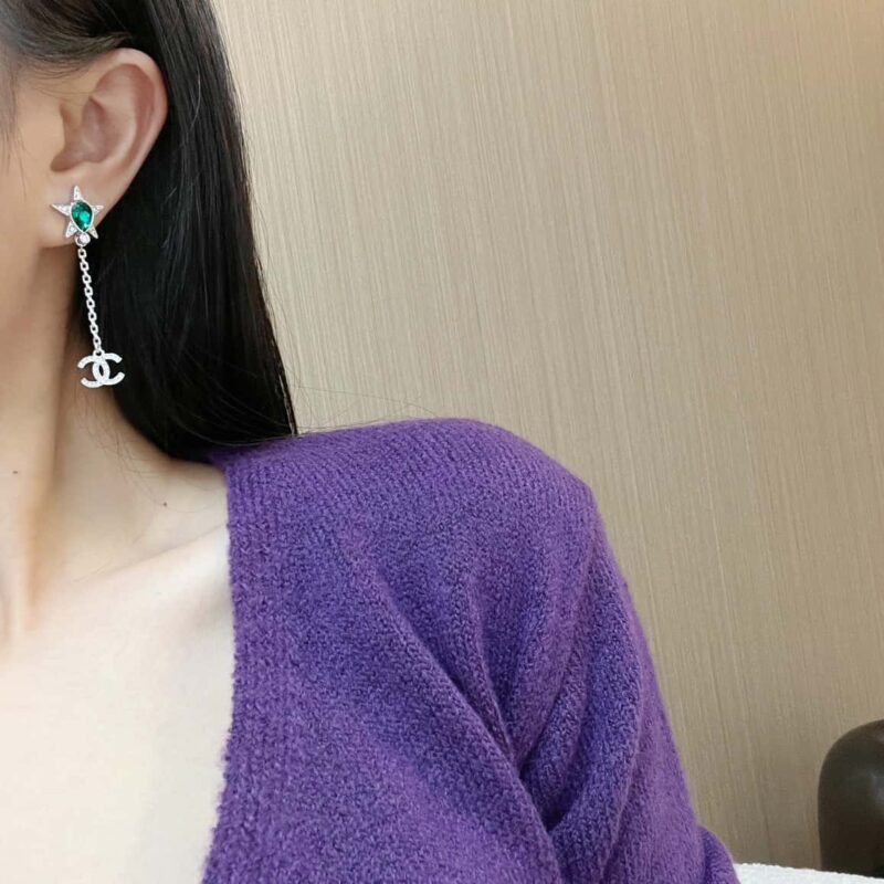 ☑️ 香奈儿c2五角星宝石满钻双c耳钉耳环 - Image 7