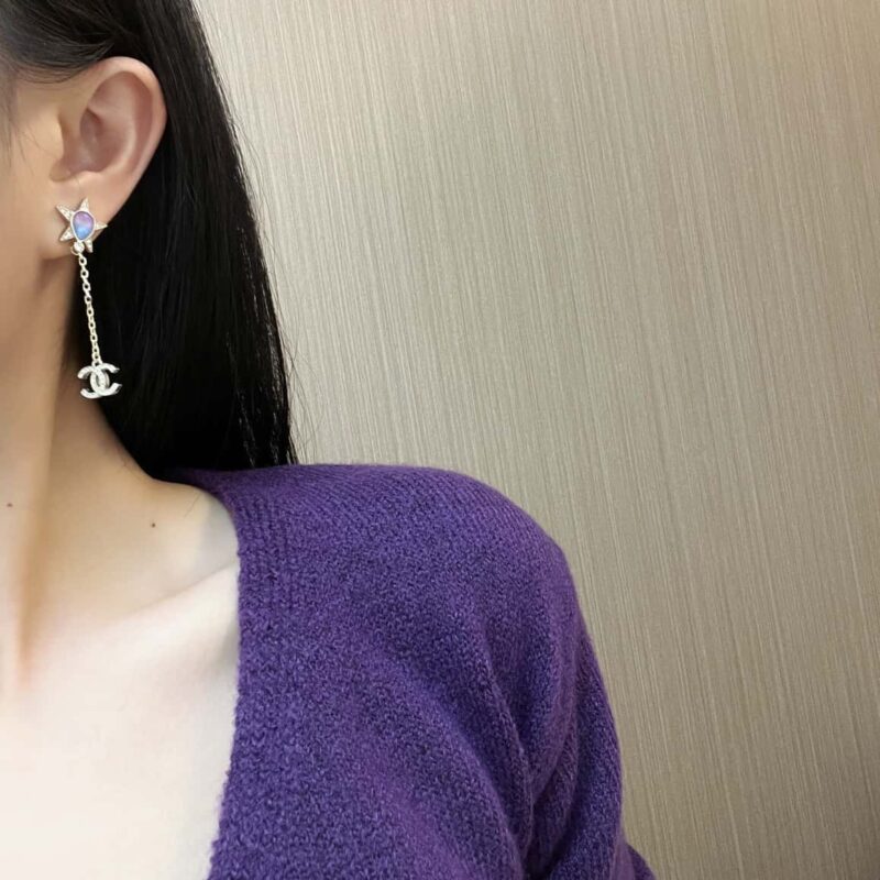 ☑️ 香奈儿c2五角星宝石满钻双c耳钉耳环 - Image 9