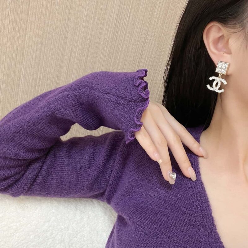 ☑️CHANEL香奈儿c2双c方钻耳钉耳环 - Image 4