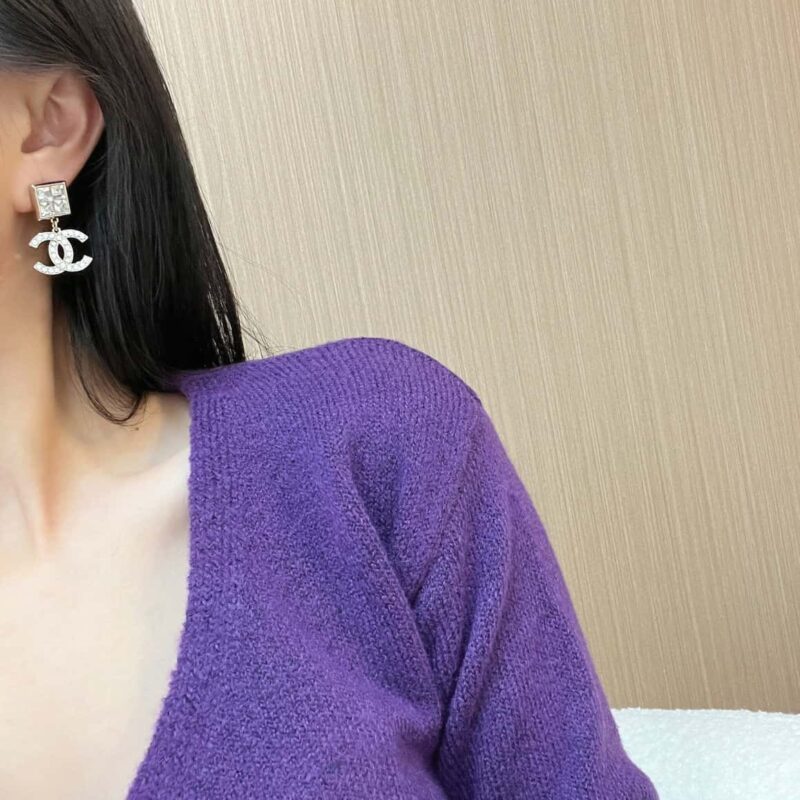 ☑️CHANEL香奈儿c2双c方钻耳钉耳环 - Image 7