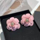 ☑️CHANEL香奈儿c1双c粉茶花耳钉耳环