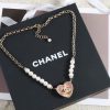 ☑️CHANEL香奈儿双c 不对称珍珠爱心桃心项链
