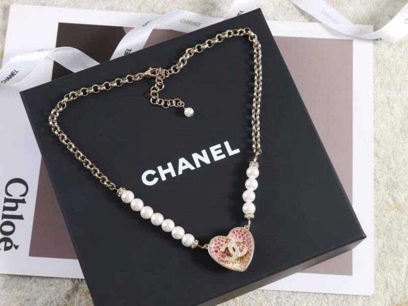 ☑️CHANEL香奈儿双c 不对称珍珠爱心桃心项链 - Image 5
