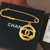 ☑️ 香奈儿中古系列别针金色圆形双c胸针