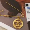 ☑️ 香奈儿中古系列别针金色圆形双c胸针