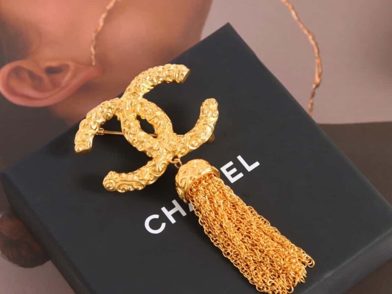 ☑️ 香奈儿中古系列金色双c流苏胸针 - Image 5