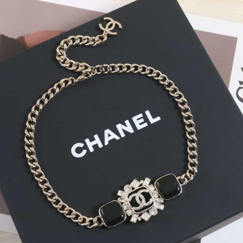 ☑️CHANEL香奈儿双c黑色方形项链