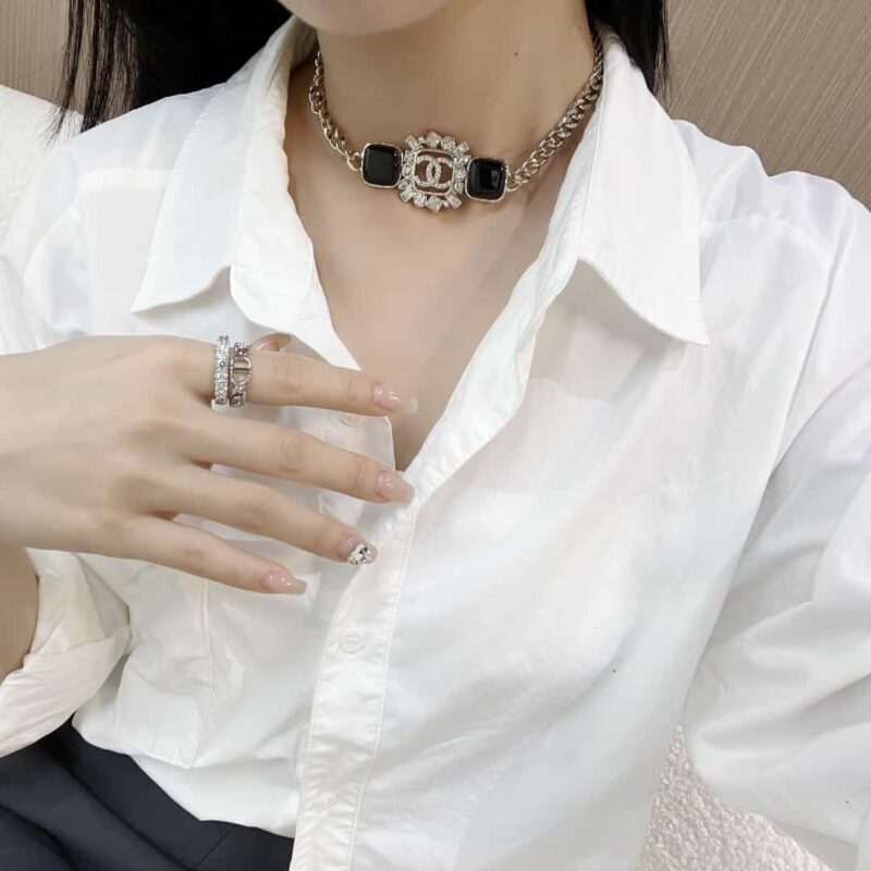 ☑️CHANEL香奈儿双c黑色方形项链 - Image 5