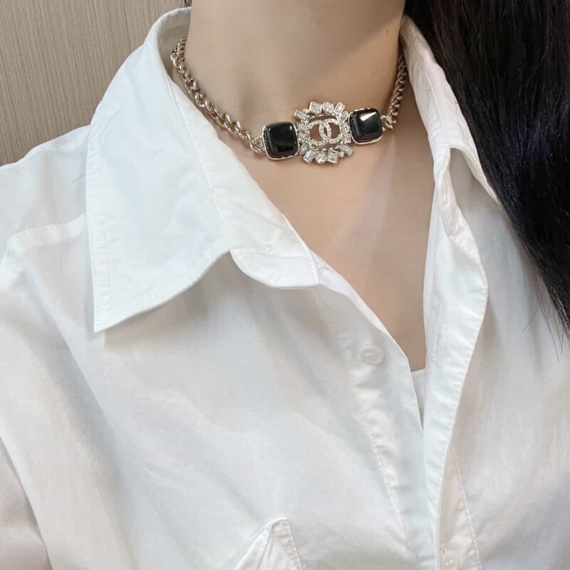☑️CHANEL香奈儿双c黑色方形项链 - Image 7