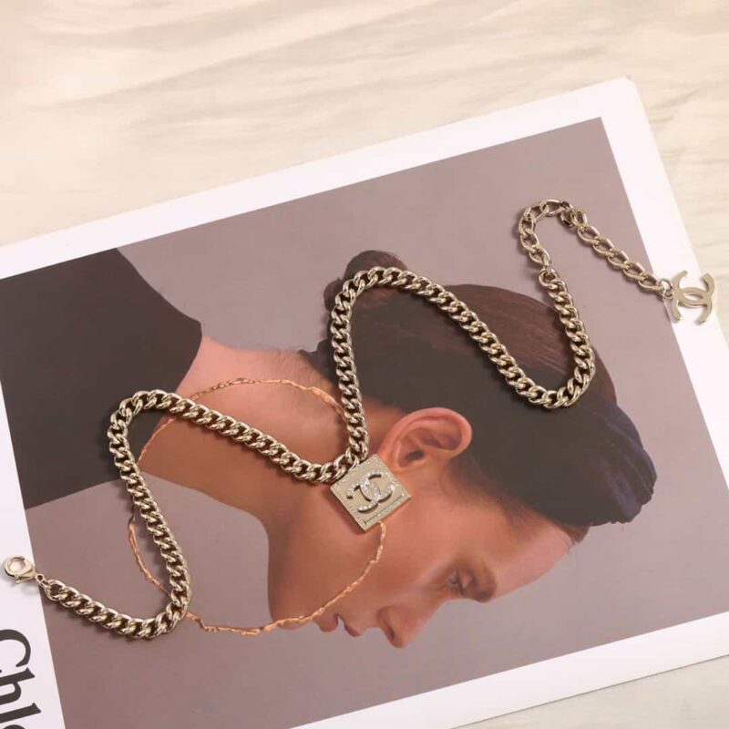 ☑️CHANEL香奈儿双c方块方形项链颈链 - Image 9