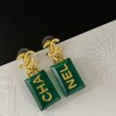 ☑️CHANEL香奈儿C2双c绿色方形耳钉耳环