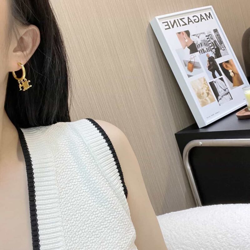 ☑️ Celine瑟琳凯旋门流苏耳钉耳环 - Image 7