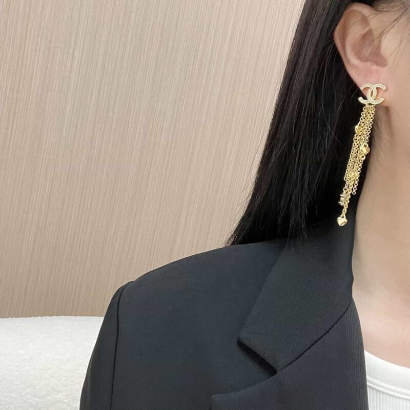 ☑️CHANEL香奈儿c2双c流苏爱心桃心耳钉耳环 - Image 4