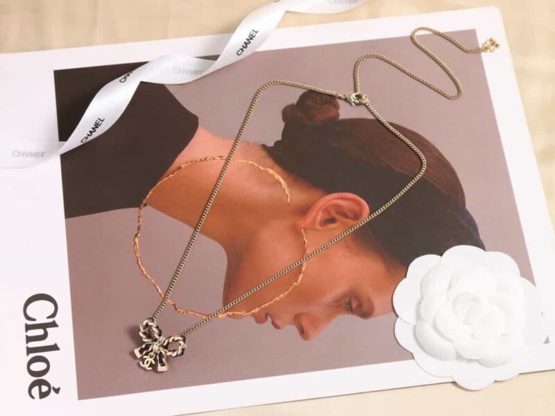 ☑️CHANEL香奈儿双c黑皮绳蝴蝶结项链 - Image 6