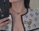☑️CHANEL香奈儿双c黑皮绳蝴蝶结项链