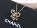 ☑️CHANEL香奈儿双c黑皮绳蝴蝶结项链