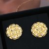 ☑️ 香奈儿中古系列金色菱格圆形耳环耳钉