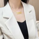 ☑️ 香奈儿中古系列金色条形字母项链