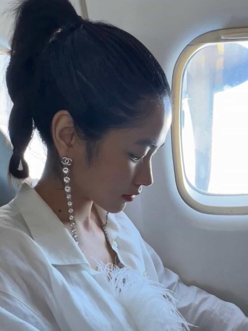 ☑️CHANEL香奈儿双c银色圆钻流苏耳钉耳环 - Image 5