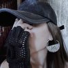 ☑️CHANEL香奈儿c1金色双c半圆半钻耳钉耳环