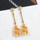 ☑️CHANEL香奈儿c2双c黄色香水瓶耳钉耳环
