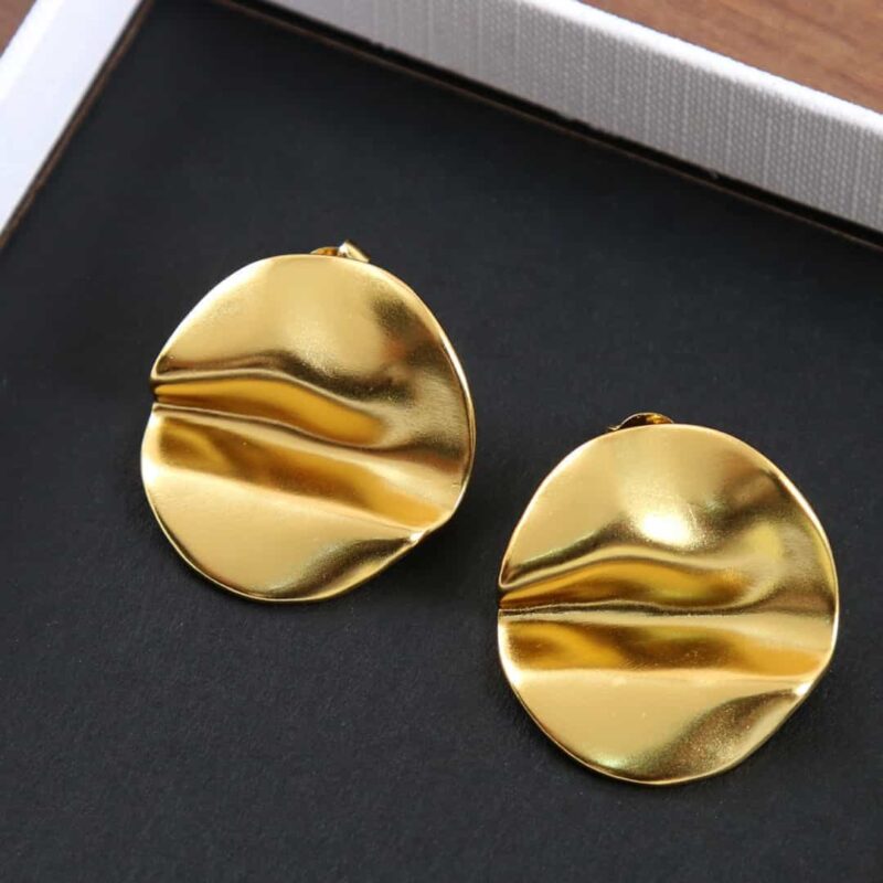 ☑️ Celine瑟琳凹凸金色耳钉耳环 - Image 7