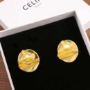 ☑️ Celine瑟琳凹凸金色耳钉耳环